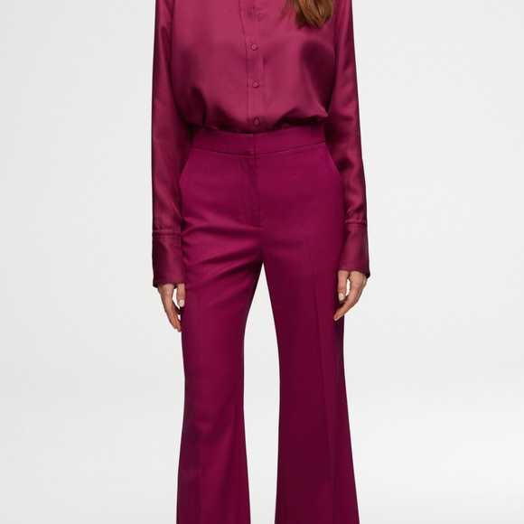 ARGENT Tailored Flare Trouser in Seasonless Wool Size 4 Magenta - Picture 2 of 7
